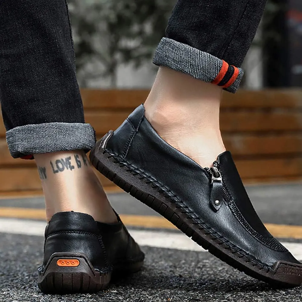 Men Casual Leather Loafers Summer Walking Shoes Fashionable Boat Moccasins Slip on Comfortable Driving Footwear