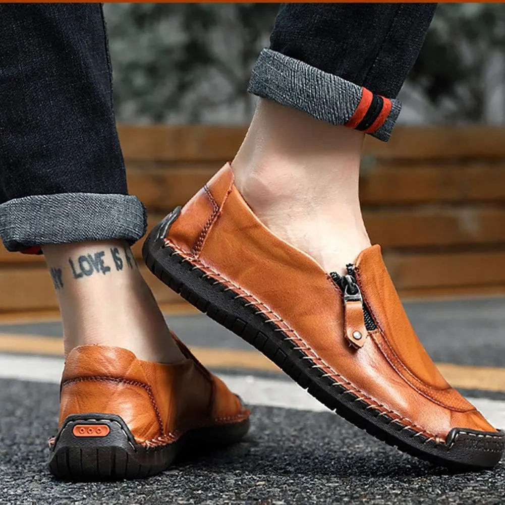 Men Casual Leather Loafers Summer Walking Shoes Fashionable Boat Moccasins Slip on Comfortable Driving Footwear
