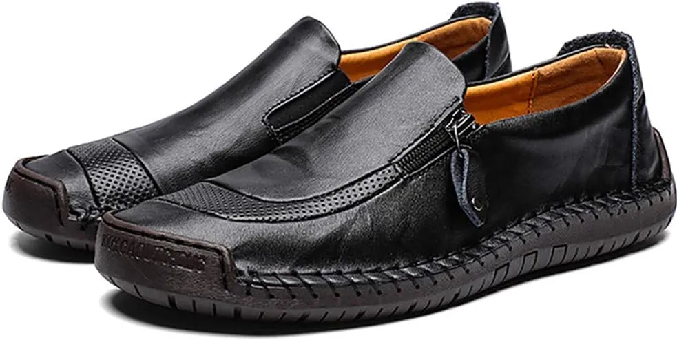 Men Casual Leather Loafers Summer Walking Shoes Fashionable Boat Moccasins Slip on Comfortable Driving Footwear