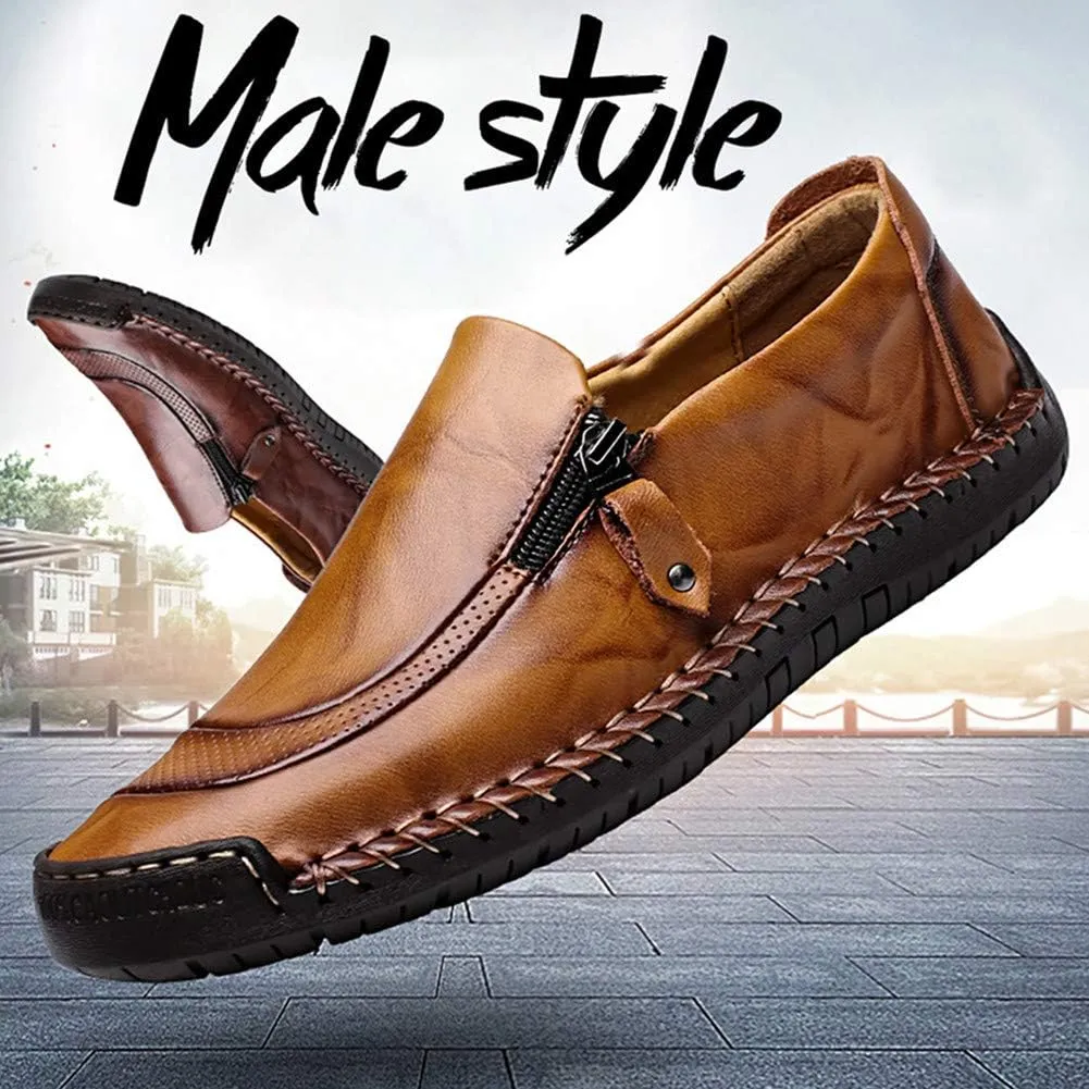 Men Casual Leather Loafers Summer Walking Shoes Fashionable Boat Moccasins Slip on Comfortable Driving Footwear