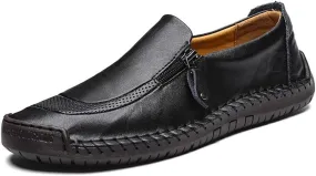 Men Casual Leather Loafers Summer Walking Shoes Fashionable Boat Moccasins Slip on Comfortable Driving Footwear