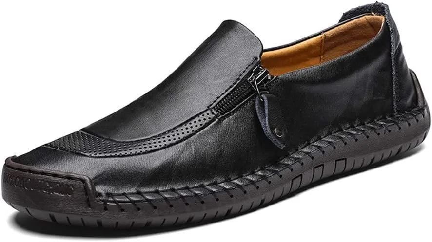 Men Casual Leather Loafers Summer Walking Shoes Fashionable Boat Moccasins Slip on Comfortable Driving Footwear