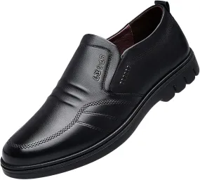 Men Leather Shoes Fashionable and Casual New Flat Bottomed Soft Sole Slip On Comfortable Slip On Casual Leather Shoes