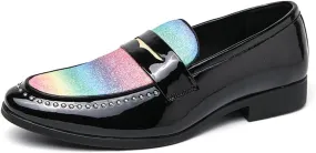 Men's Patent Leather Slip-on Dress Shoes Business and Parties Formal Events Smoking Slippers Slip-on Casual Loafer Soft Driving Shoes