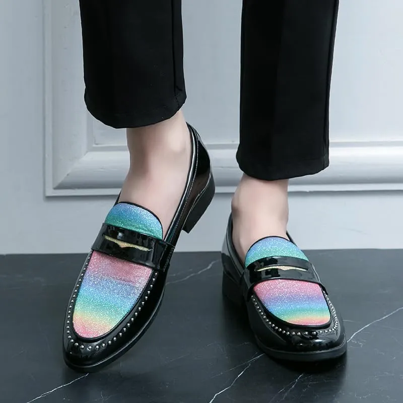 Men's Patent Leather Slip-on Dress Shoes Business and Parties Formal Events Smoking Slippers Slip-on Casual Loafer Soft Driving Shoes