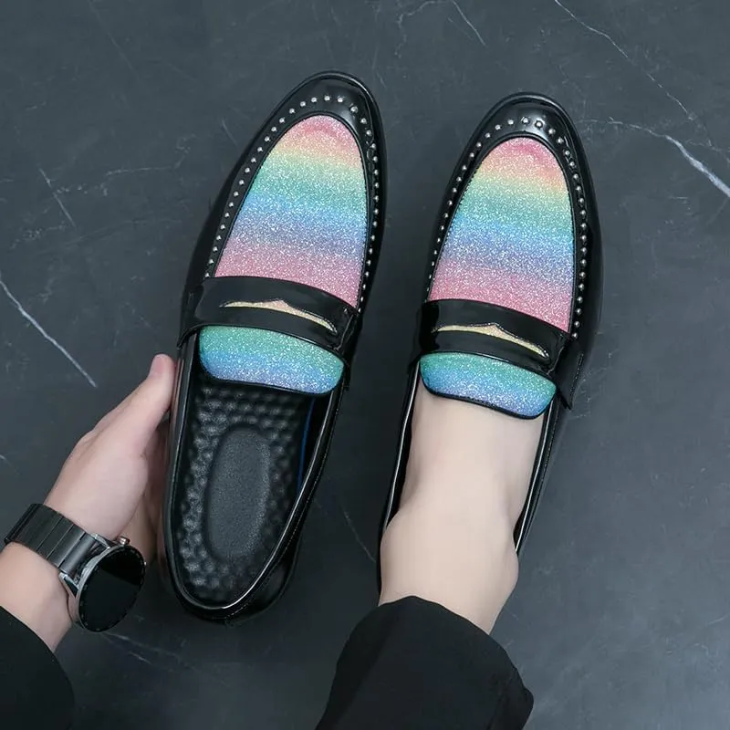 Men's Patent Leather Slip-on Dress Shoes Business and Parties Formal Events Smoking Slippers Slip-on Casual Loafer Soft Driving Shoes