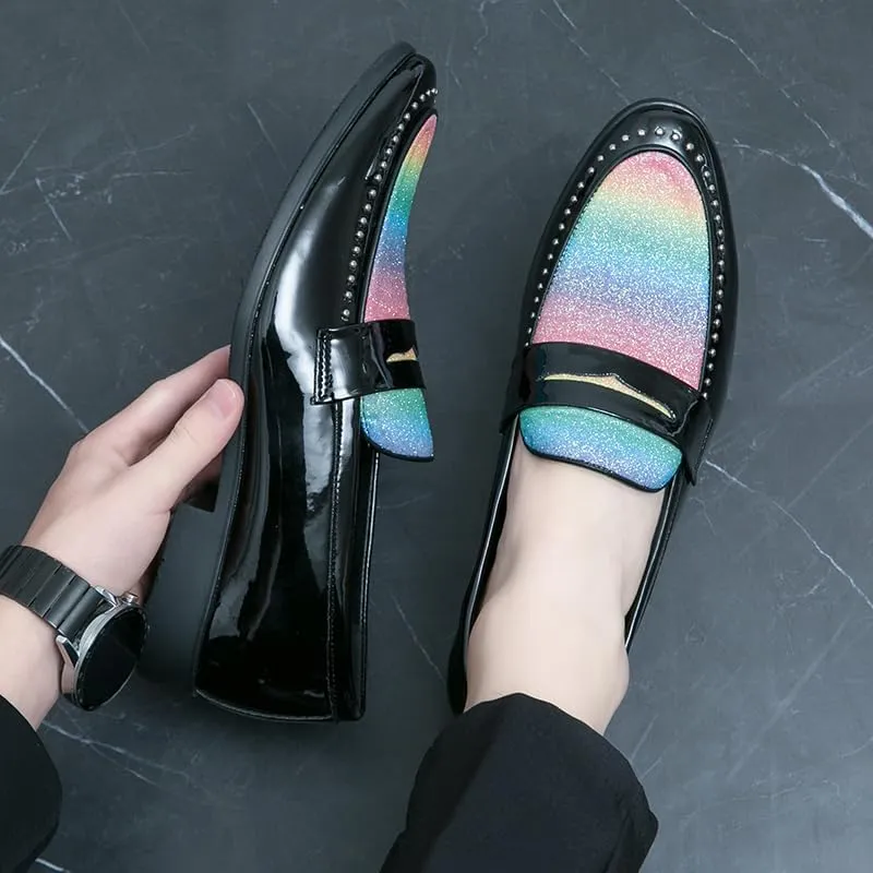 Men's Patent Leather Slip-on Dress Shoes Business and Parties Formal Events Smoking Slippers Slip-on Casual Loafer Soft Driving Shoes