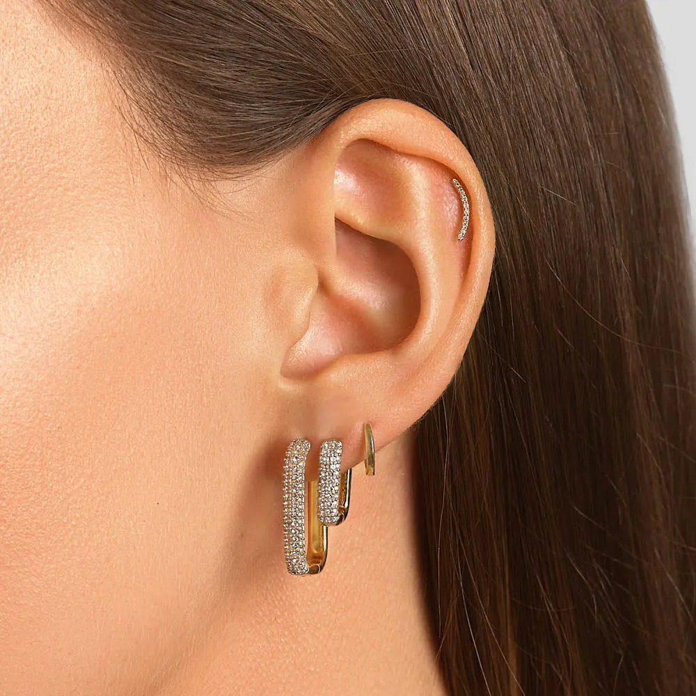 Micro Diamond Climber Helix Single Stud Earring in 10k Gold