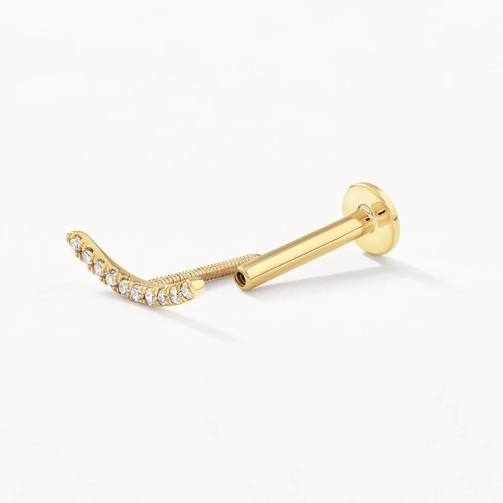 Micro Diamond Climber Helix Single Stud Earring in 10k Gold