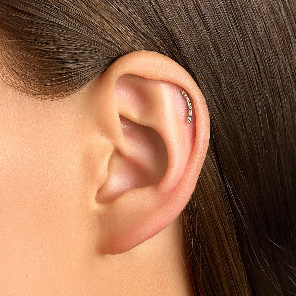 Micro Diamond Climber Helix Single Stud Earring in 10k Gold
