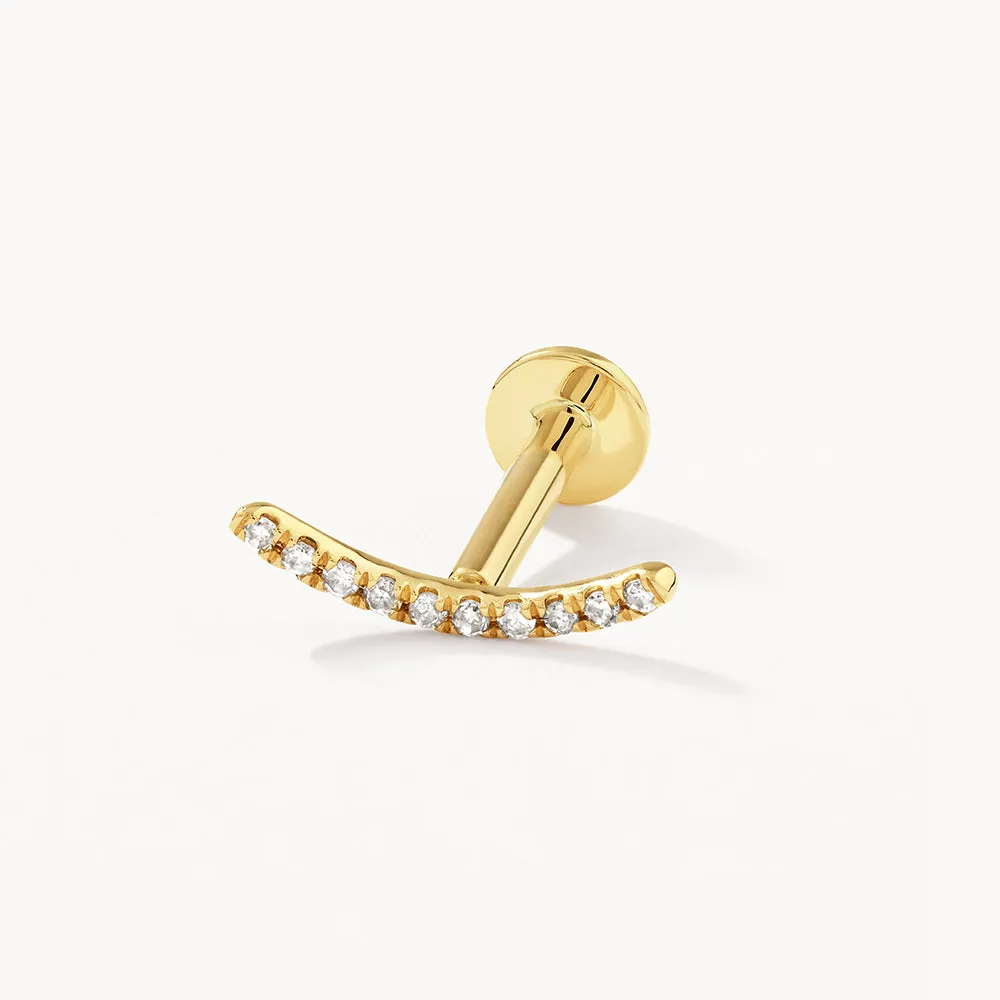 Micro Diamond Climber Helix Single Stud Earring in 10k Gold