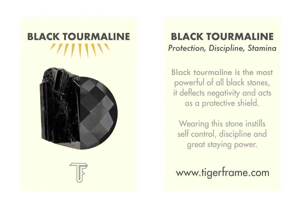 MINI ROUGH GEM - HOOP EARRINGS - BLACK TOURMALINE - SILVER