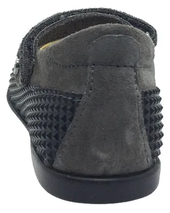 Naturino Girl's Black & Grey Single Strap Mary Jane Flat with Suede Trim