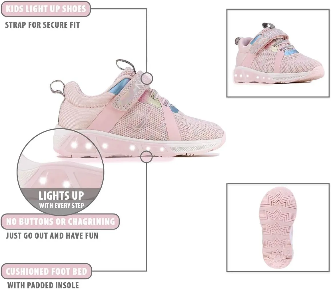 Nautica Kids' Light-Up Flashing Sneaker Athletic Running Shoes with Strap | Fashionable and Fun for Boys and Girls | Available in Toddler and Little Kid Sizes