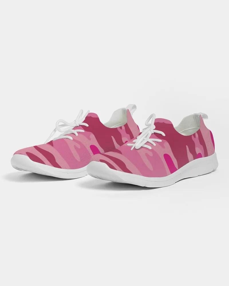 Pink  3 Color Camouflage Women's Lace Up Flyknit Shoe