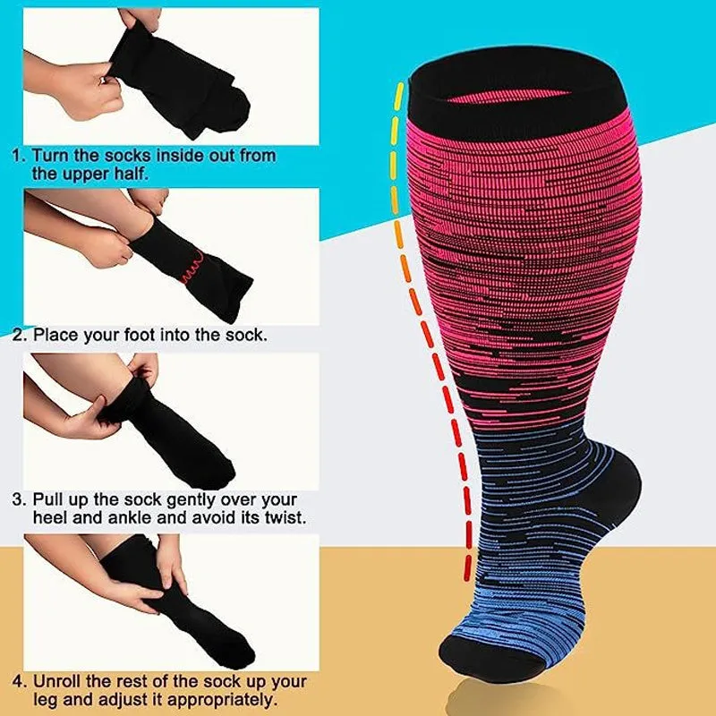 Plus Size Compression Socks Stockings - 3 Pairs