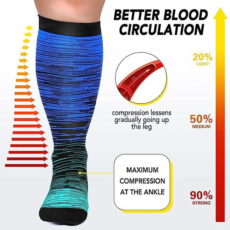 Plus Size Compression Socks Stockings - 3 Pairs