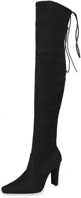 Premier Standard Women's Over The Knee Boot - Sexy Over The Knee Pullon Boot - Trendy Low Block Heel Shoe - Comfortable Boot