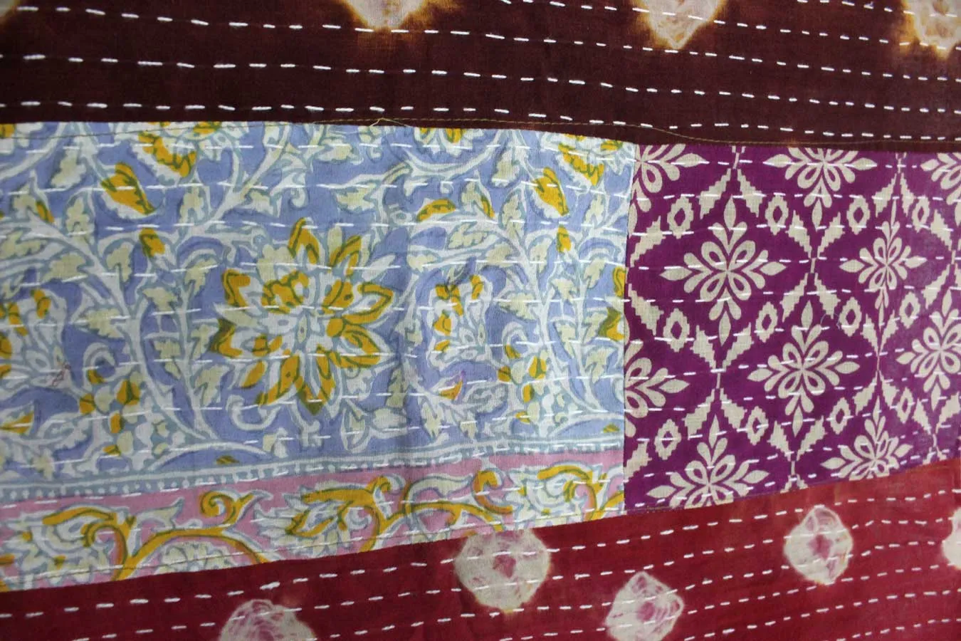Recycled Indian Vintage Sari Curtain Kantha Embroidered Patchwork 100%Cotton Boho Theme Window Door Drapes