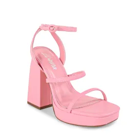 RHODE-1 OPEN TOE STRAP W/ BLOCK HIGH HEEL - PINK