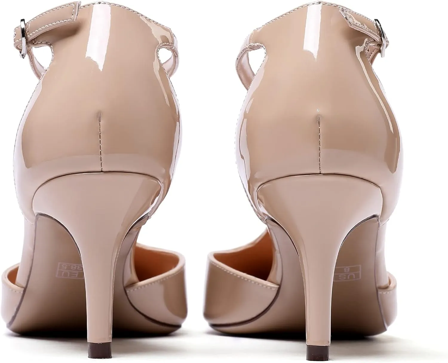 SAMMITOP Women's Kitten Heel Pointed Toe Pumps Ankle Strap Mid Heel T-bar Dress Shoes