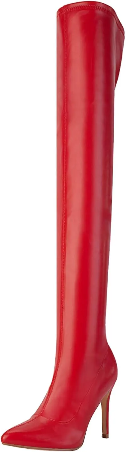 Shoe'N Tale Women Over The Knee High Stretchy Leather Thigh High Snow Boots