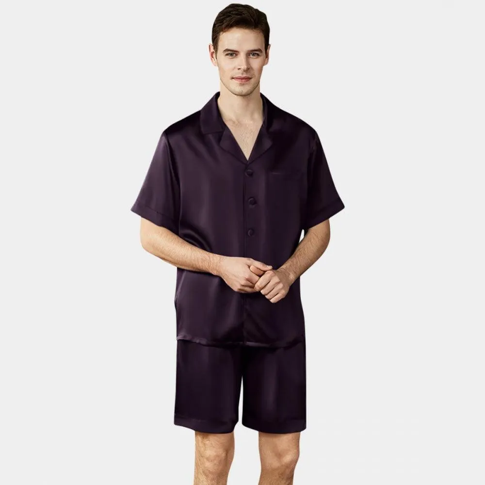 Short Silk Pajama Set for Men 100% Silk Short Sleeve Men Silk Pajamas