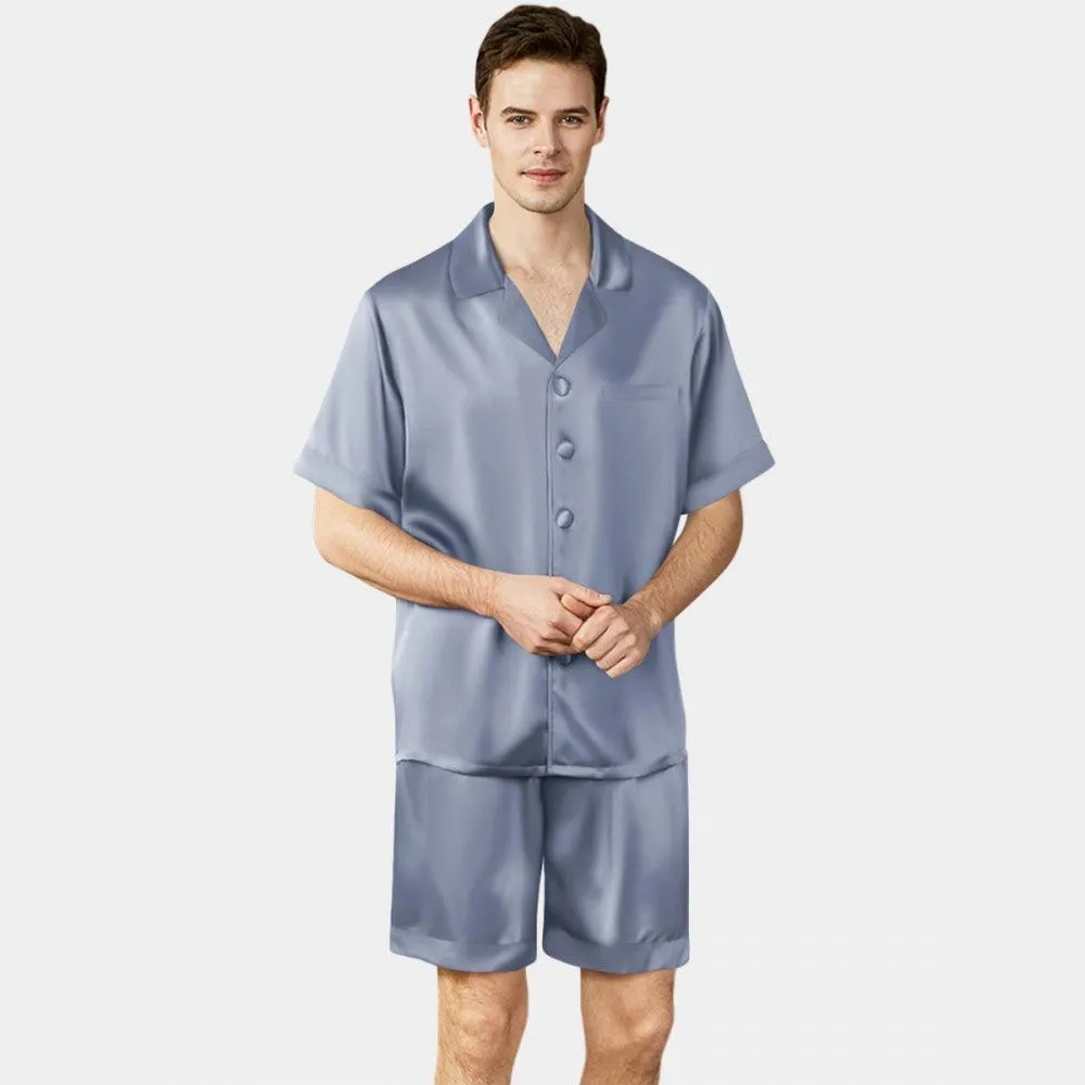 Short Silk Pajama Set for Men 100% Silk Short Sleeve Men Silk Pajamas
