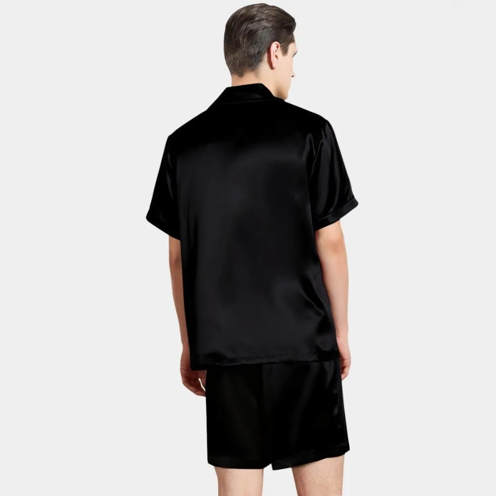 Short Silk Pajama Set for Men 100% Silk Short Sleeve Men Silk Pajamas