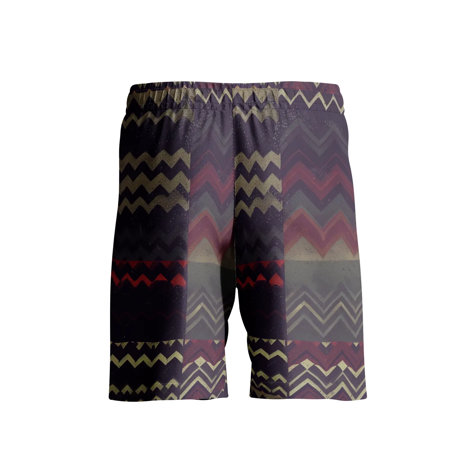 Vampire Art Grunge Patchwork Men's Beach Shorts - Herringbone with Red
