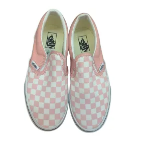 Vans Girl's (Kids) Asher Checkerboard Pink Slip On Skate Shoes-Sz 3