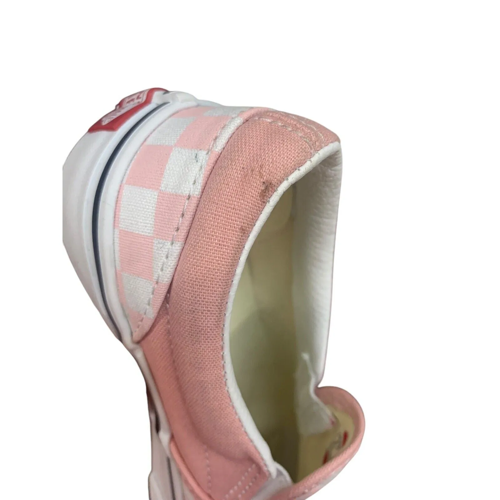 Vans Girl's (Kids) Asher Checkerboard Pink Slip On Skate Shoes-Sz 3