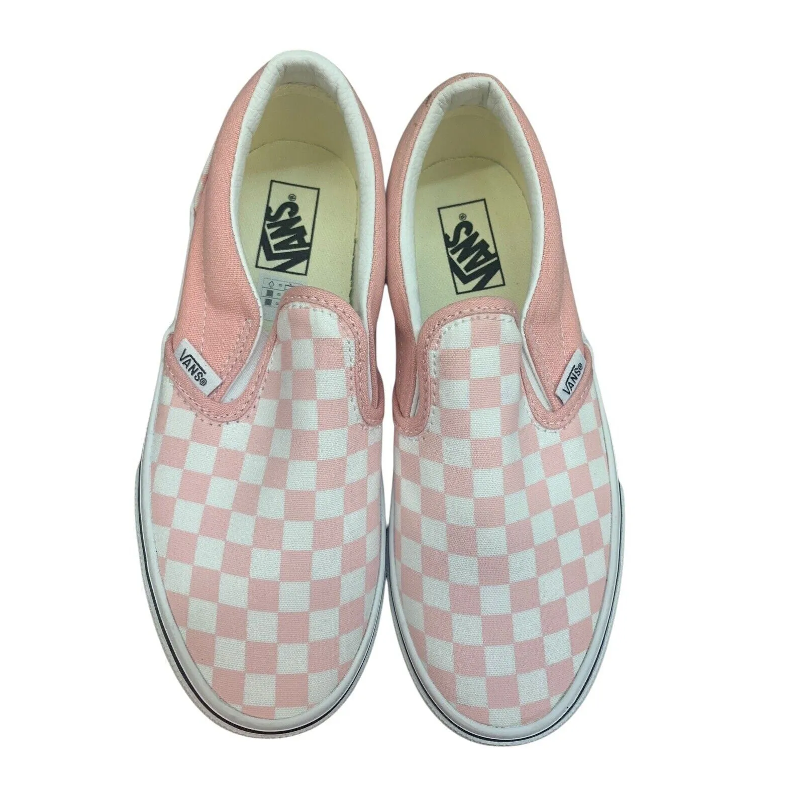 Vans Girl's (Kids) Asher Checkerboard Pink Slip On Skate Shoes-Sz 3
