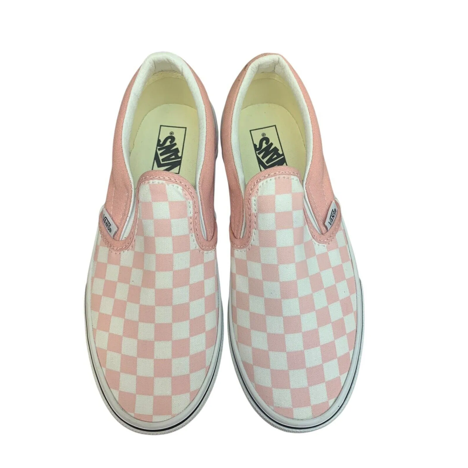 Vans Girl's (Kids) Asher Checkerboard Pink Slip On Skate Shoes-Sz 3