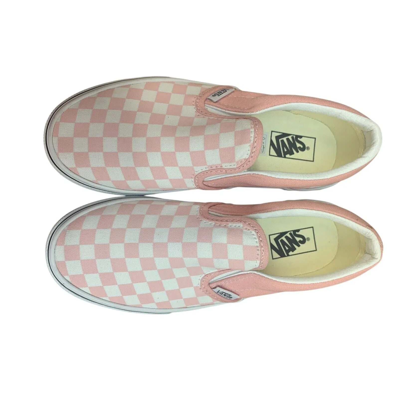 Vans Girl's (Kids) Asher Checkerboard Pink Slip On Skate Shoes-Sz 3
