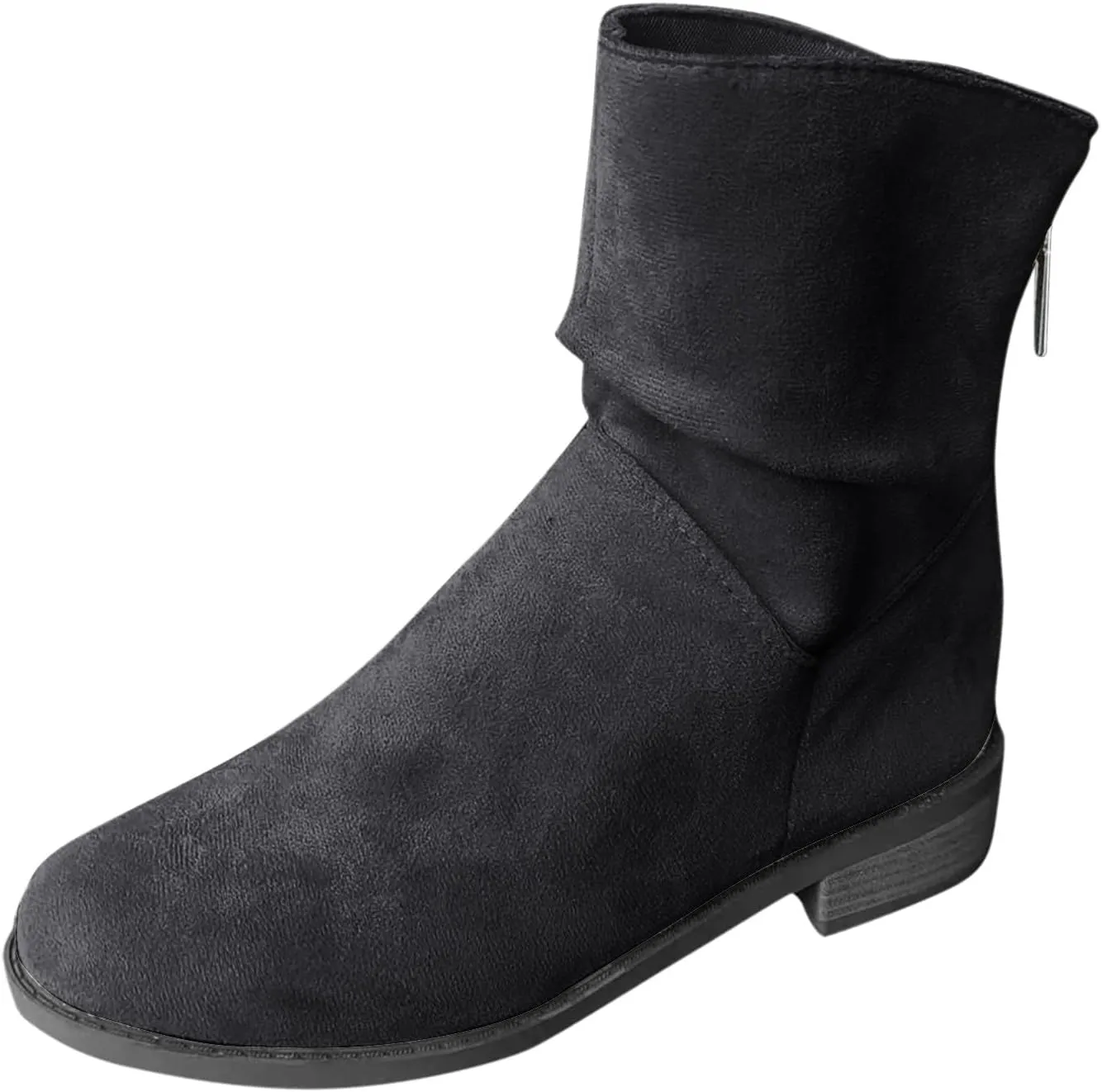 Women Ankle Boots Low Heel Round Toe Fashion Bootie Wide Calf Casual Fall Short Booties Comfort Slouchy Winter Shoes