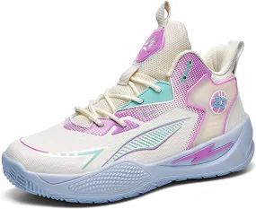 Women's Men's High-Top Basketball Shoes Breathable Anti-Slip and Wear-Resistant Soles Running Shoes Graffiti Design Fashionable Sports Shoes