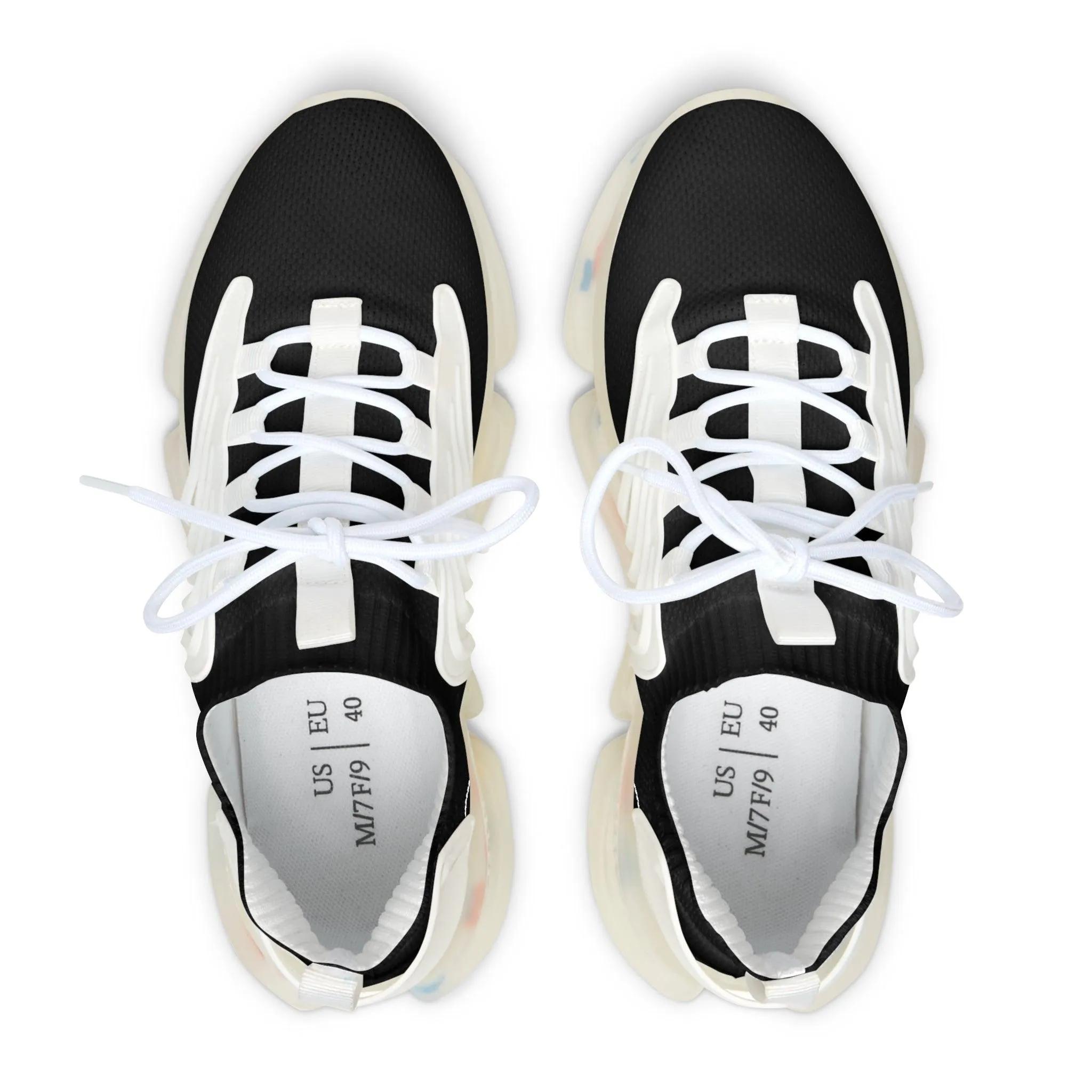 Women's Mesh Sneakers - Black with White Soles