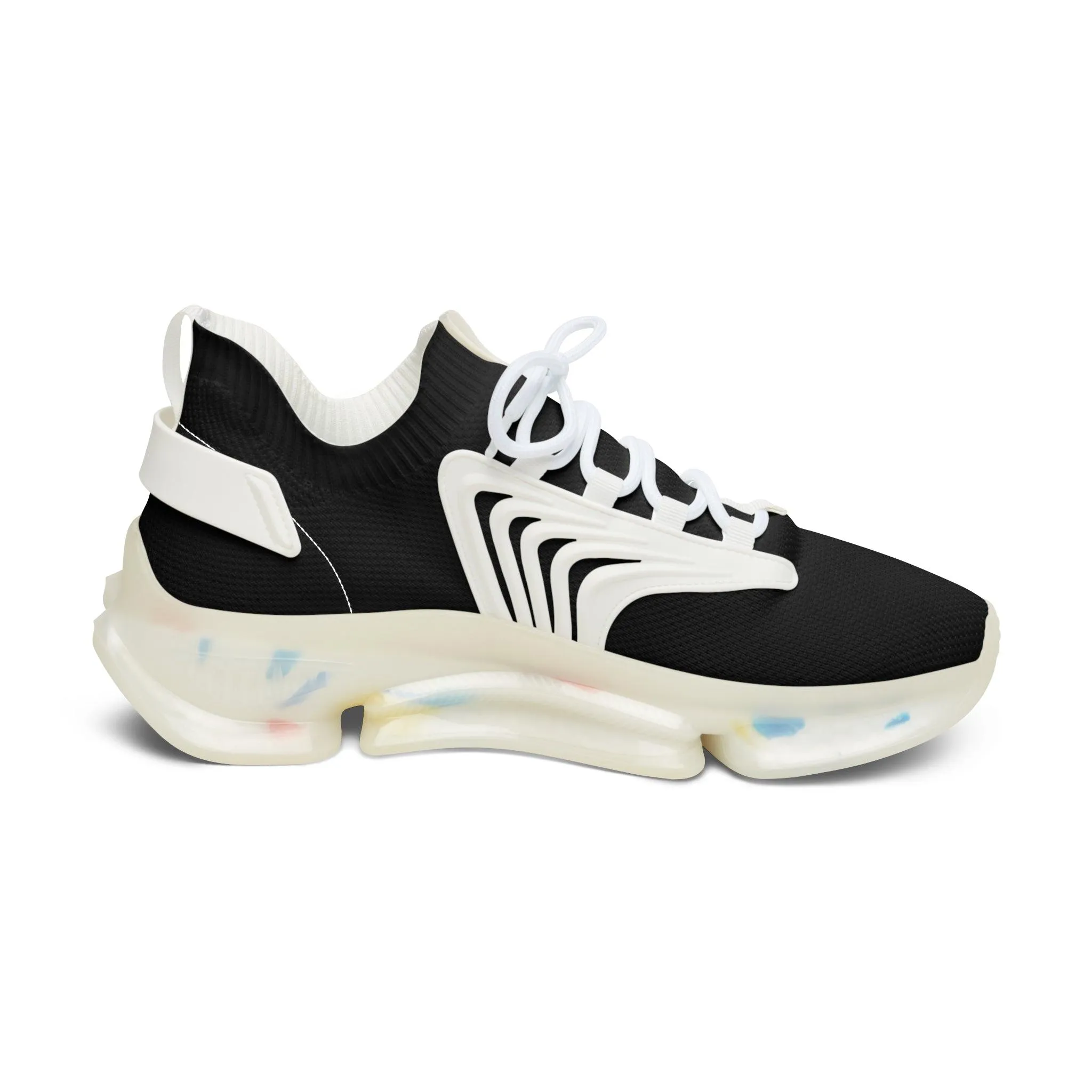 Women's Mesh Sneakers - Black with White Soles