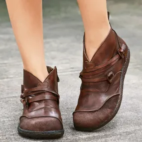 Women's Vintage-Inspired Flat Short Martin Boots