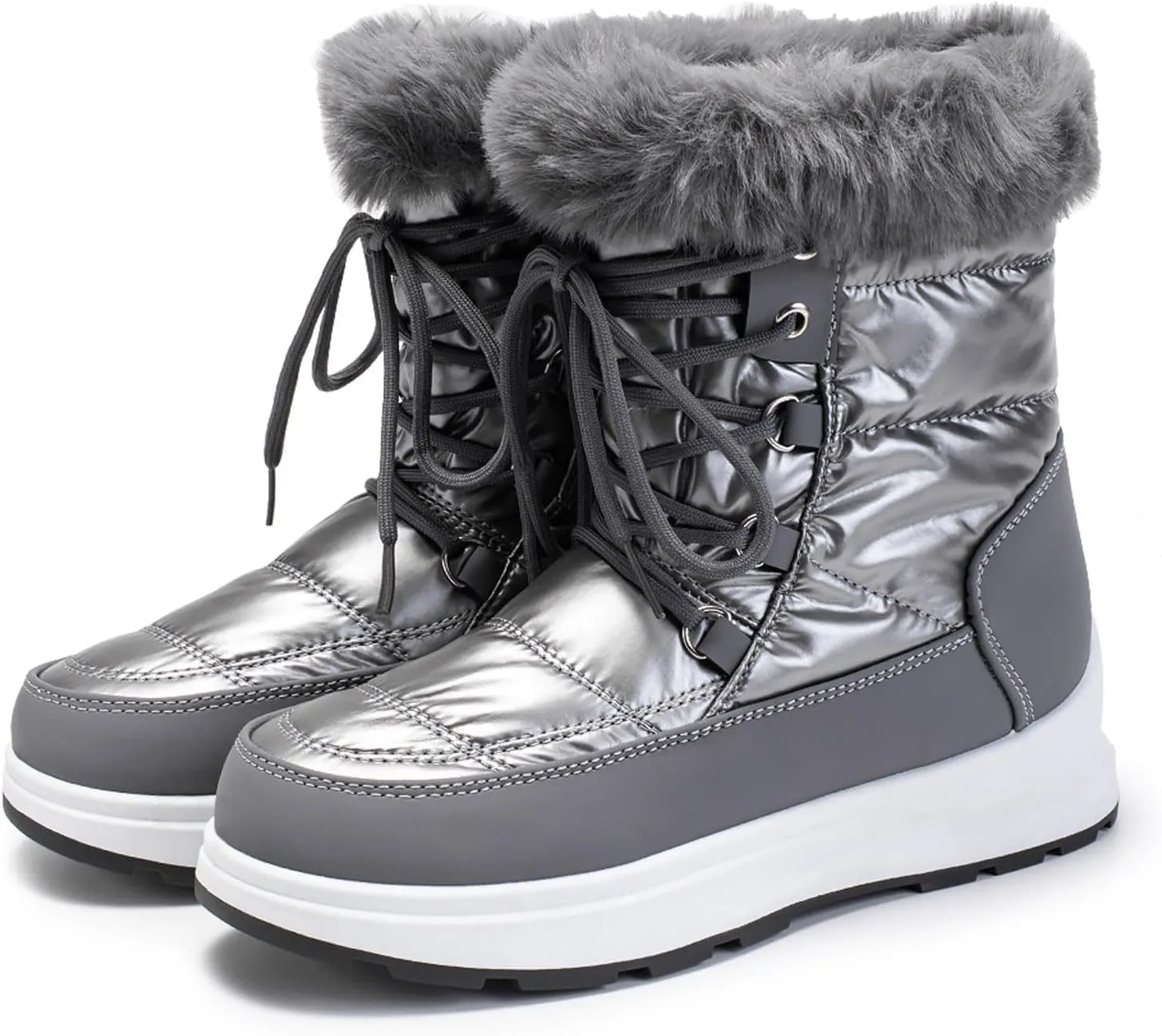 Women's Winter Snow Boots Waterproof Black Fur Lined Warm Mid Calf Boots for Women Non-Slip Ankle Boots Keen High Cowboy