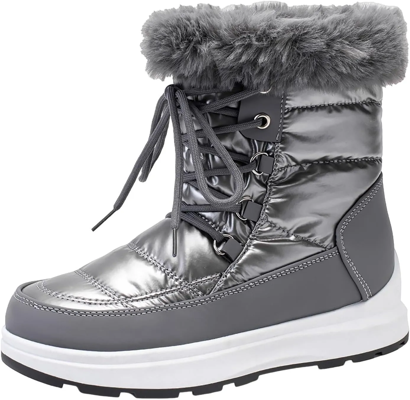 Women's Winter Snow Boots Waterproof Black Fur Lined Warm Mid Calf Boots for Women Non-Slip Ankle Boots Keen High Cowboy