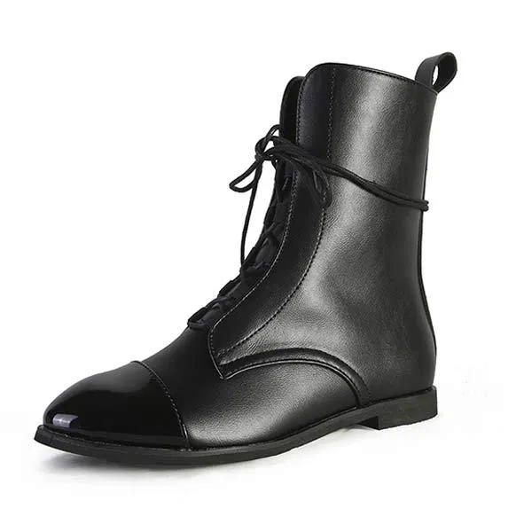 Zeraclub-Women'S Paneled Lace-Up Short Martin Boots Biker Boots 67071946